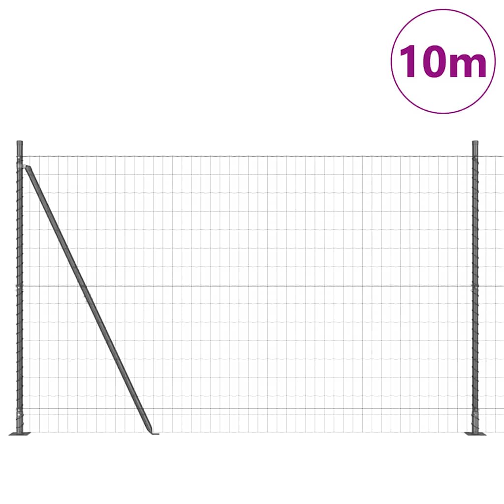 Gjerde med stolpe Grå 1,6 x 10 m Stål og PVC