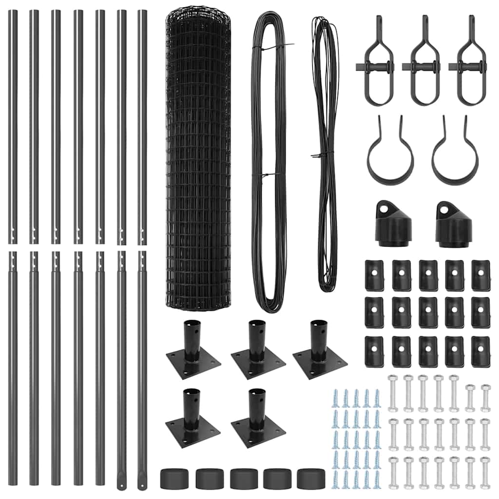 Gjerde med stolpe Grå 0,8 x 10 m Stål og PVC