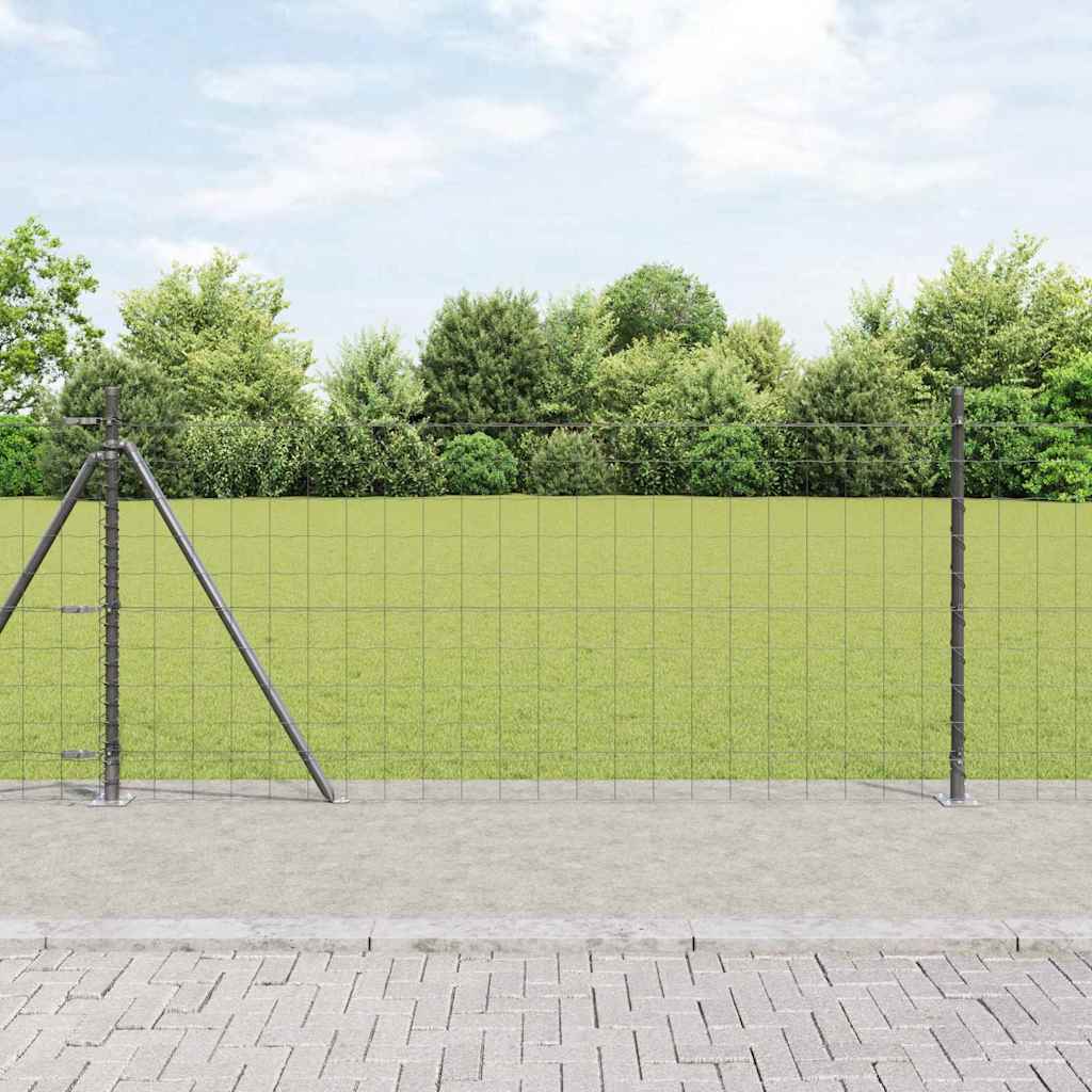 Gjerde med stolpe Grå 1 x 25 m Stål vidaXL