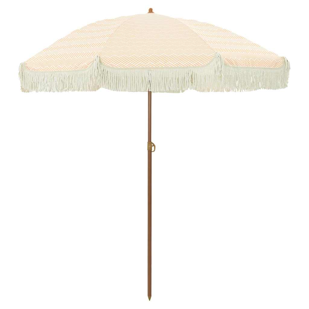 Strandparasol Gul og hvit 160 x 160 x 196 cm Polyester og stål