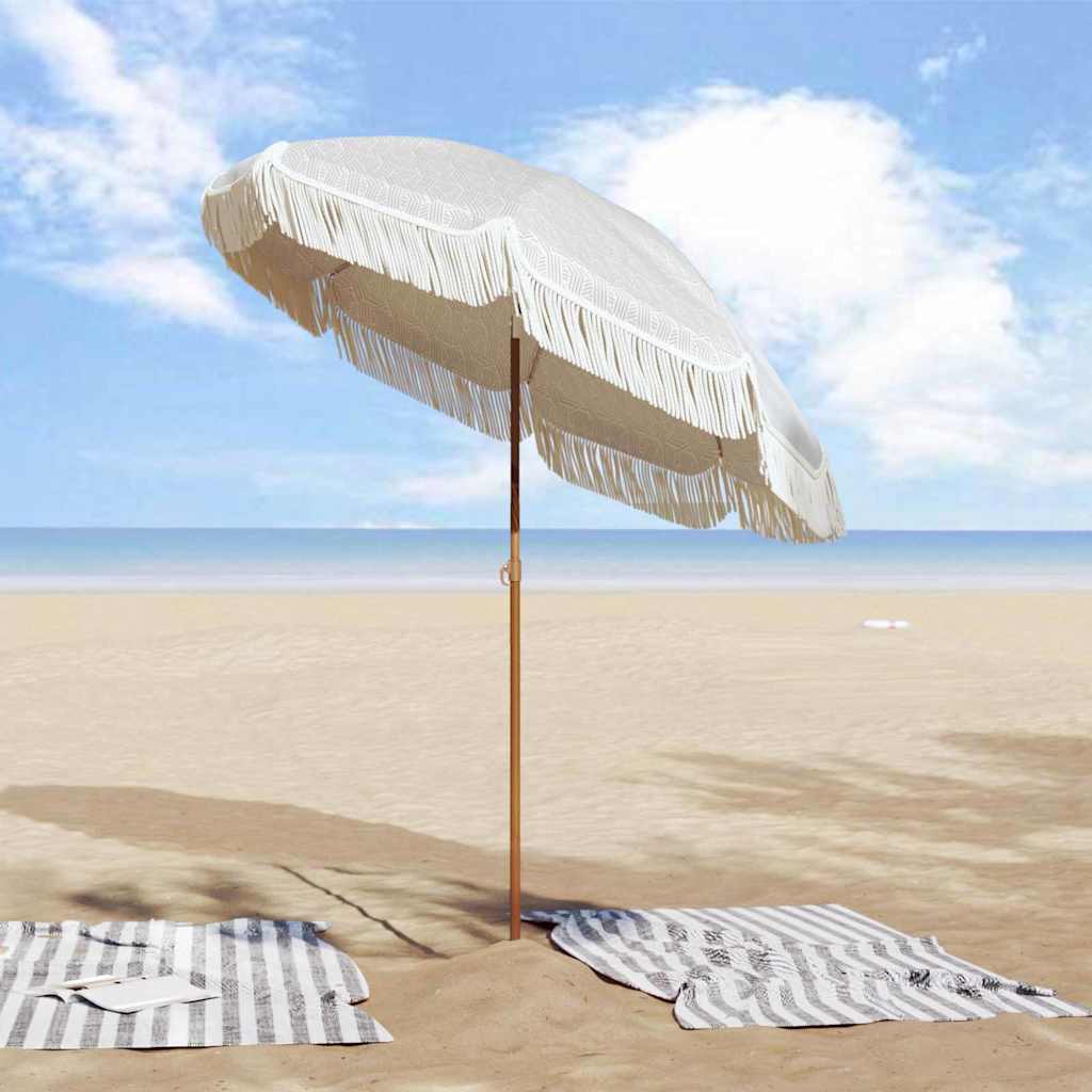 Strandparasol Grå og hvit 160 x 160 x 196 cm Polyester og stål