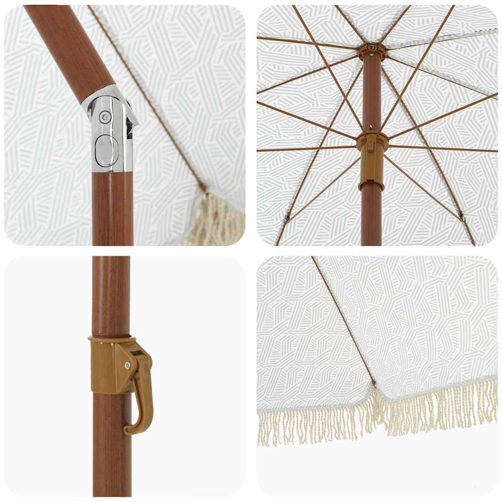Strandparasol Grå og hvit 205 x 205 x 210 cm Polyester og stål