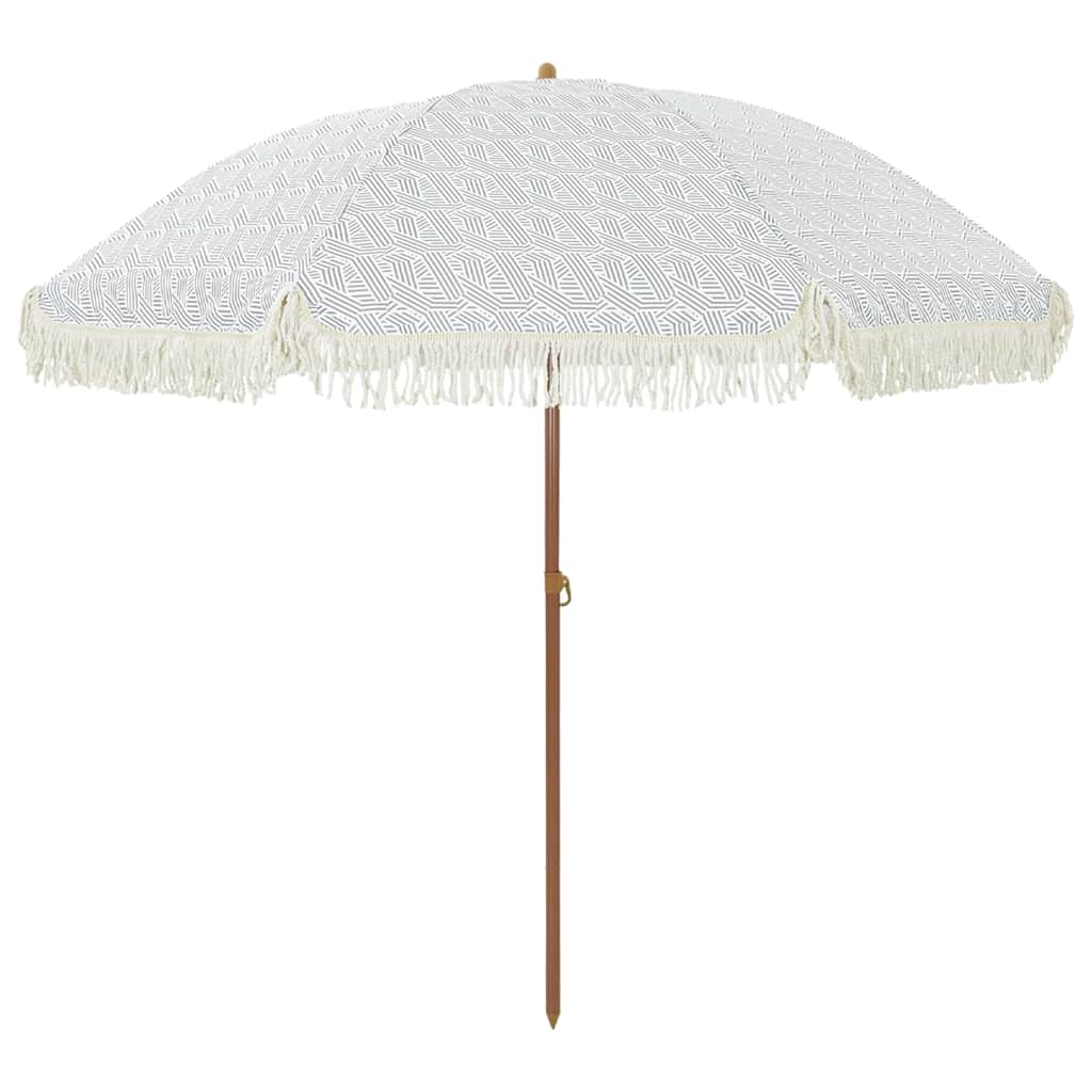 Strandparasol Grå og hvit 205 x 205 x 210 cm Polyester og stål