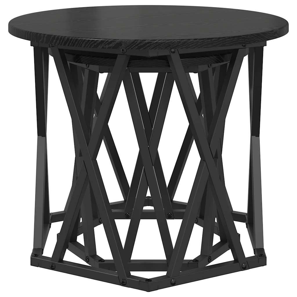 Sidetabell 2 pcs Svart Eik Konstruksjonsvirke og stål