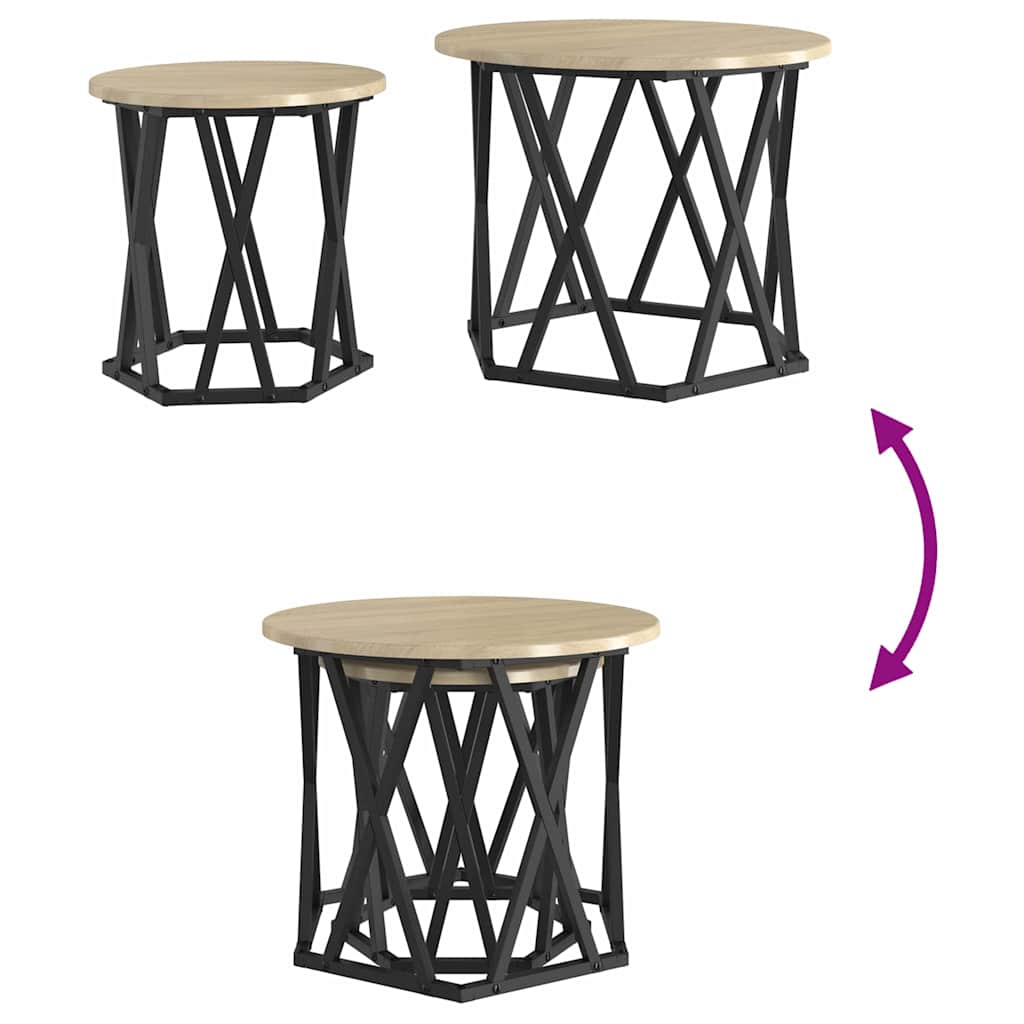 Sidetabell 2 pcs Sonoma eik Konstruksjonsvirke og stål