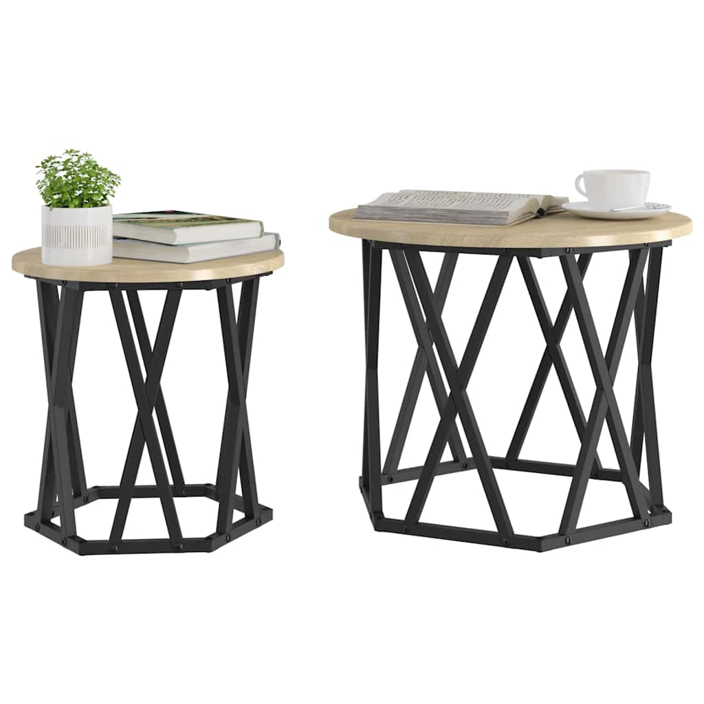 Sidetabell 2 pcs Sonoma eik Konstruksjonsvirke og stål