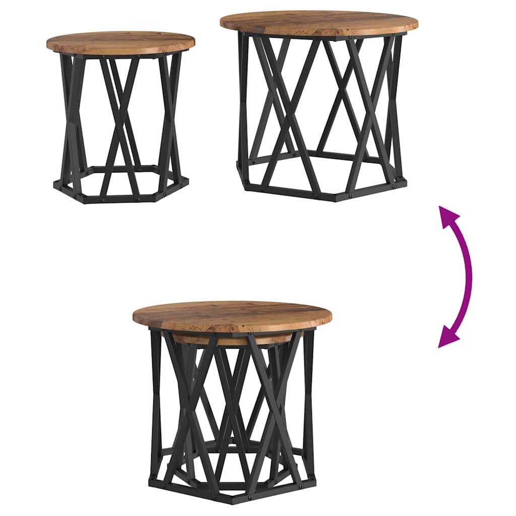 Sidetabell 2 pcs gjenvunnet tre Konstruksjonsvirke og stål
