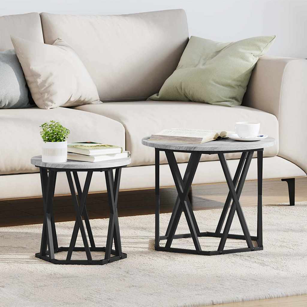 Kaffebord 2 pcs Grå Sonoma Konstruksjonsvirke og stål
