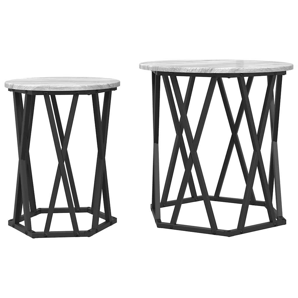Kaffebord 2 pcs Grå Sonoma Konstruksjonsvirke og stål