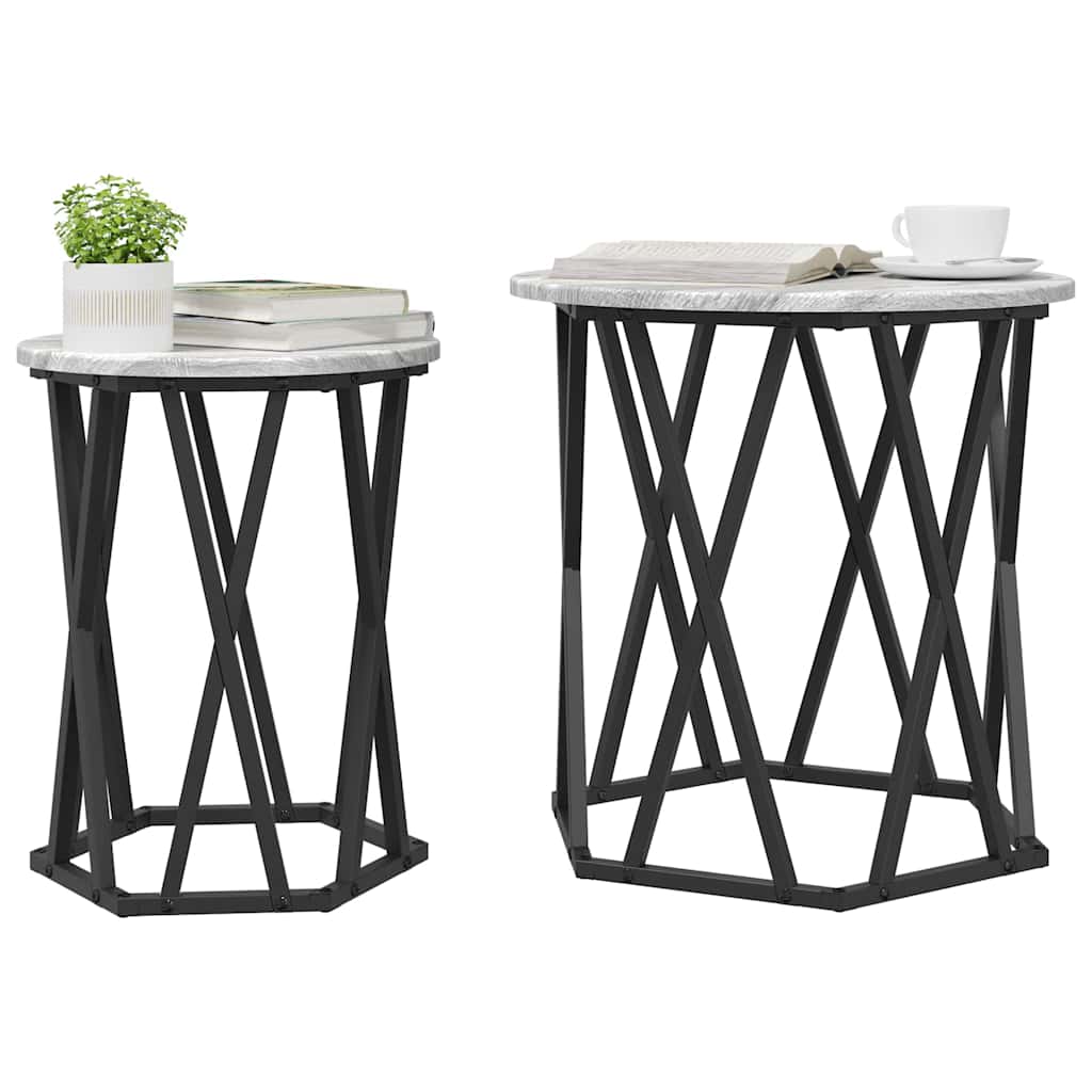 Kaffebord 2 pcs Grå Sonoma Konstruksjonsvirke og stål