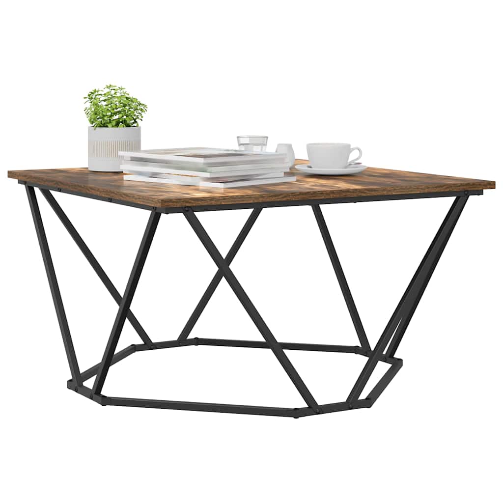 Kaffebord Røkt eik 80 x 80 x 45 cm Konstruksjonsvirke og stål