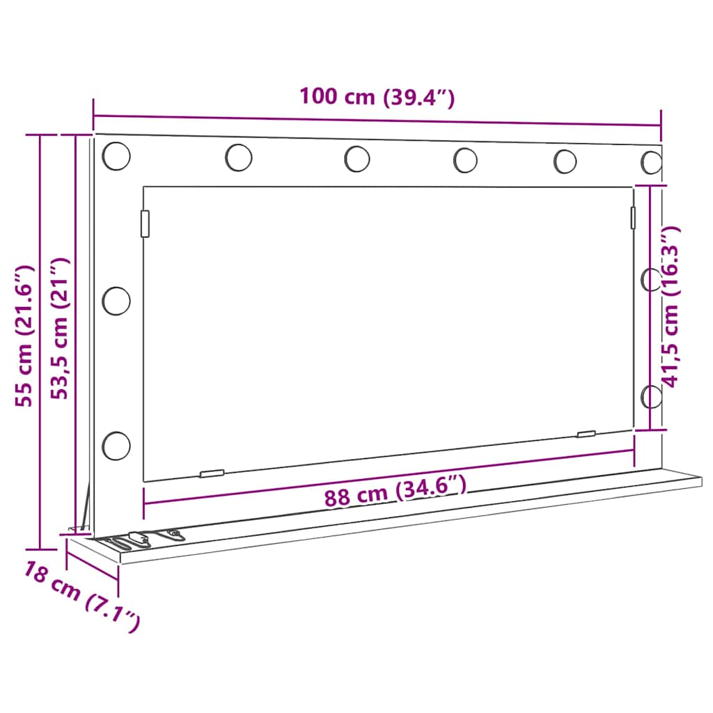 Stilfullt Speil Rektangulær Gammelt tre 100 x 55 x 18 cm