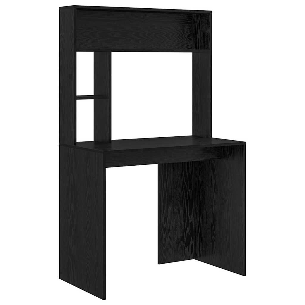 Skrivebord med hylle Svart Eik 91 x 50 x 149 cm Konstruert tre