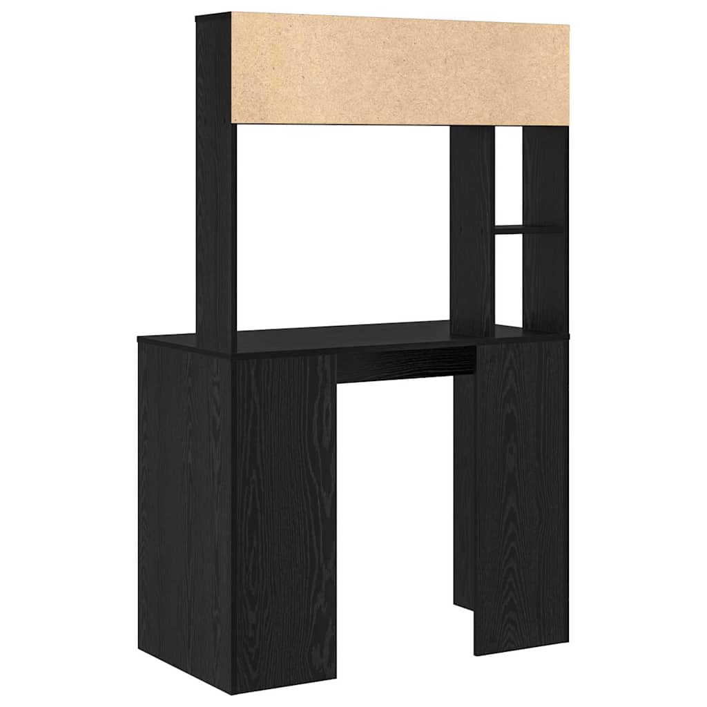 Skrivebord med hylle Svart Eik 91 x 50 x 149 cm Konstruert tre