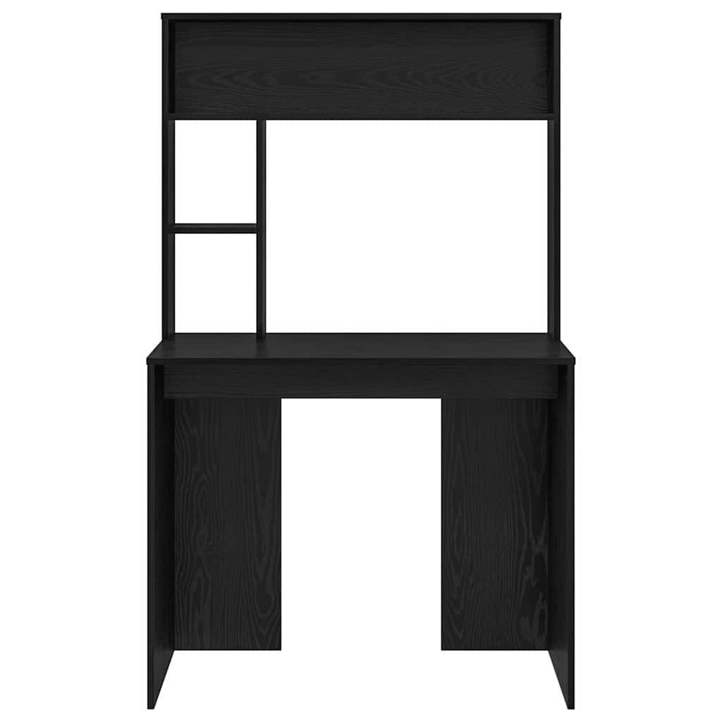 Skrivebord med hylle Svart Eik 91 x 50 x 149 cm Konstruert tre