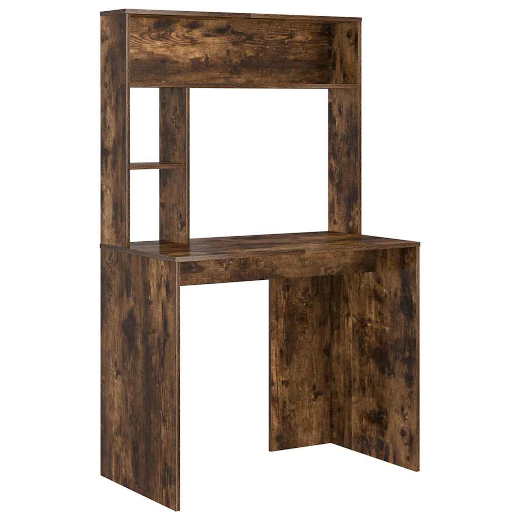 Skrivebord med hylle Røkt eik 91 x 50 x 149 cm Konstruert tre