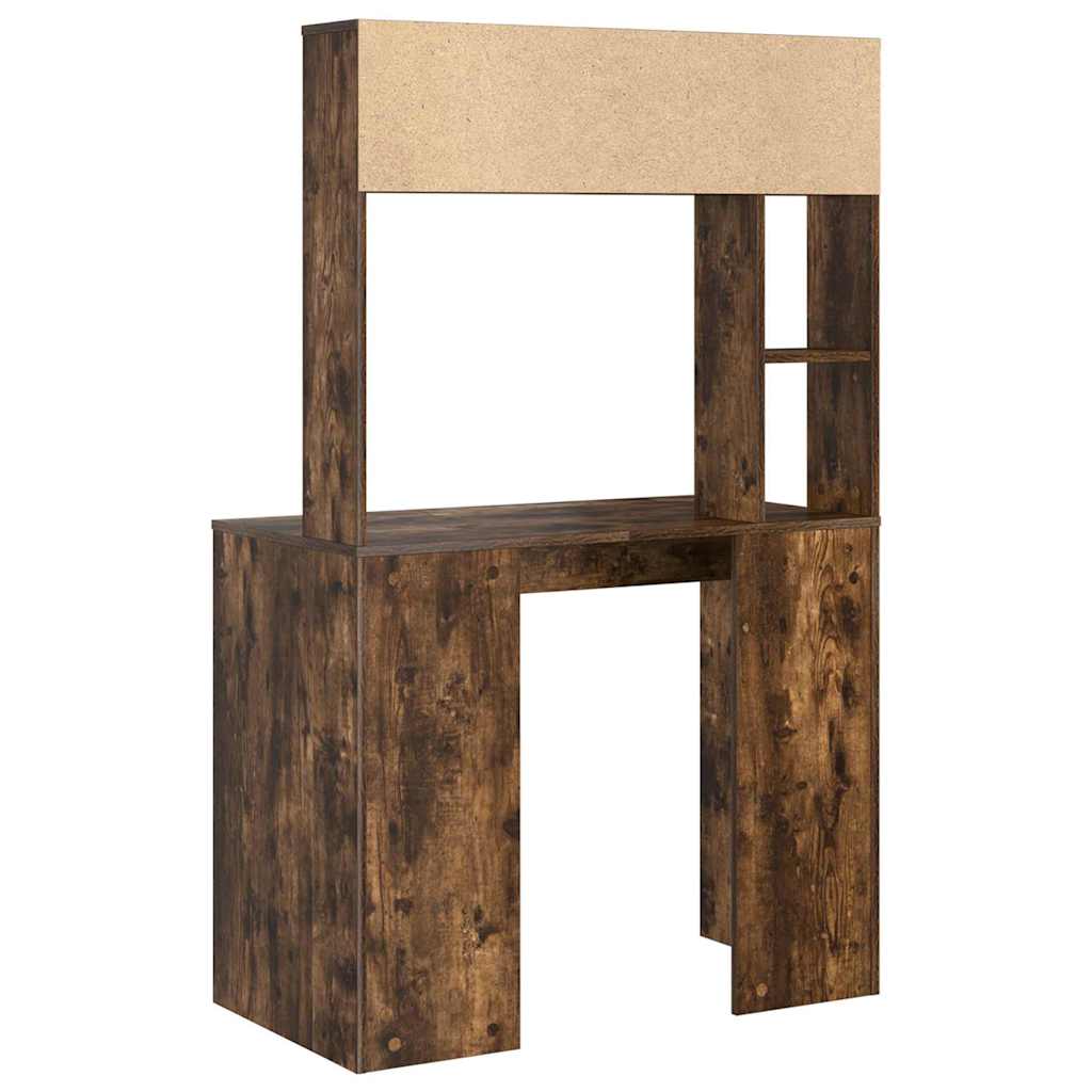 Skrivebord med hylle Røkt eik 91 x 50 x 149 cm Konstruert tre