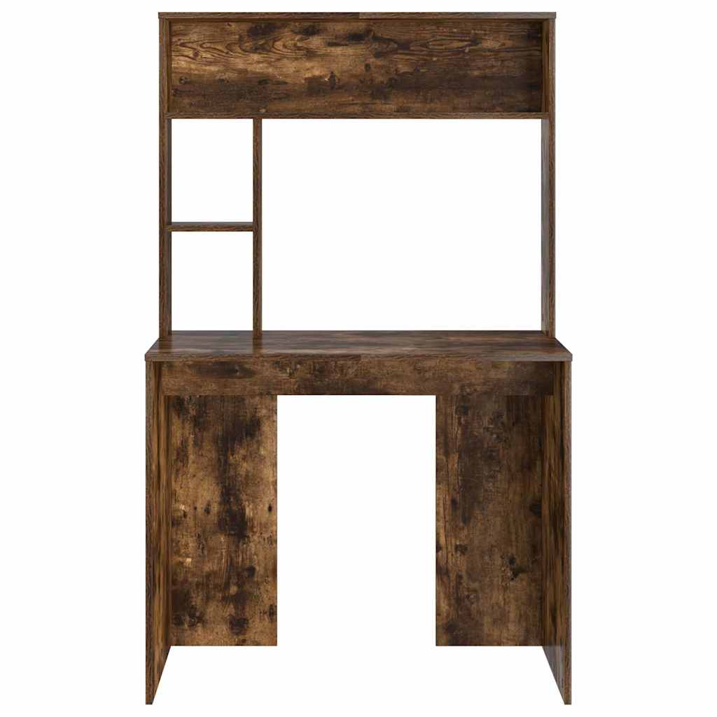Skrivebord med hylle Røkt eik 91 x 50 x 149 cm Konstruert tre