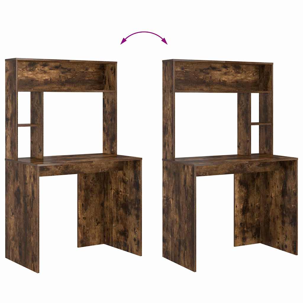 Skrivebord med hylle Røkt eik 91 x 50 x 149 cm Konstruert tre