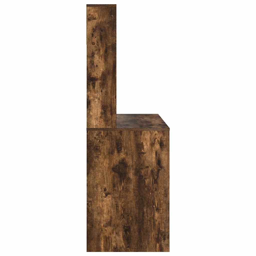 Skrivebord med hylle Røkt eik 91 x 50 x 149 cm Konstruert tre