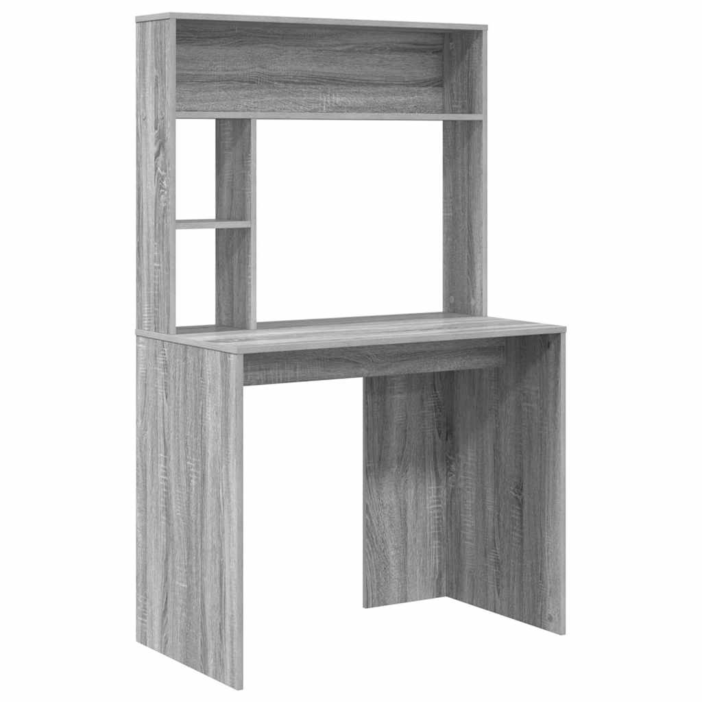 Skrivebord med hylle Grå Sonoma 91 x 50 x 149 cm Konstruert tre