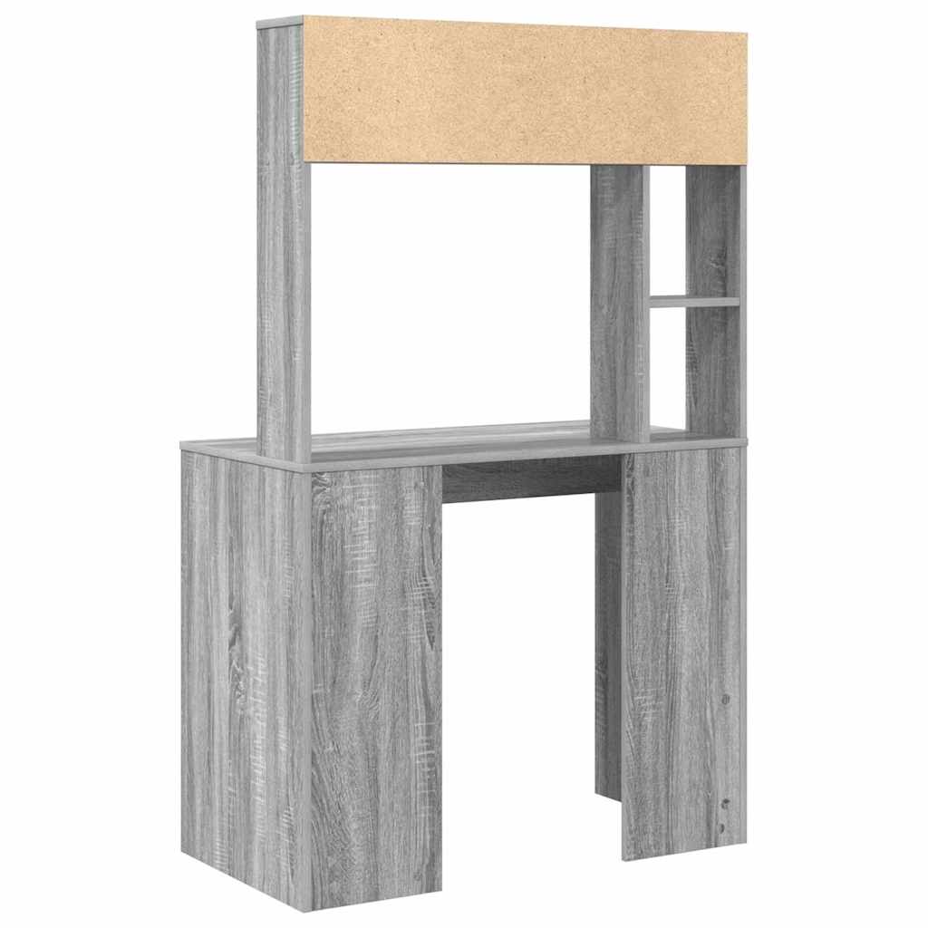 Skrivebord med hylle Grå Sonoma 91 x 50 x 149 cm Konstruert tre