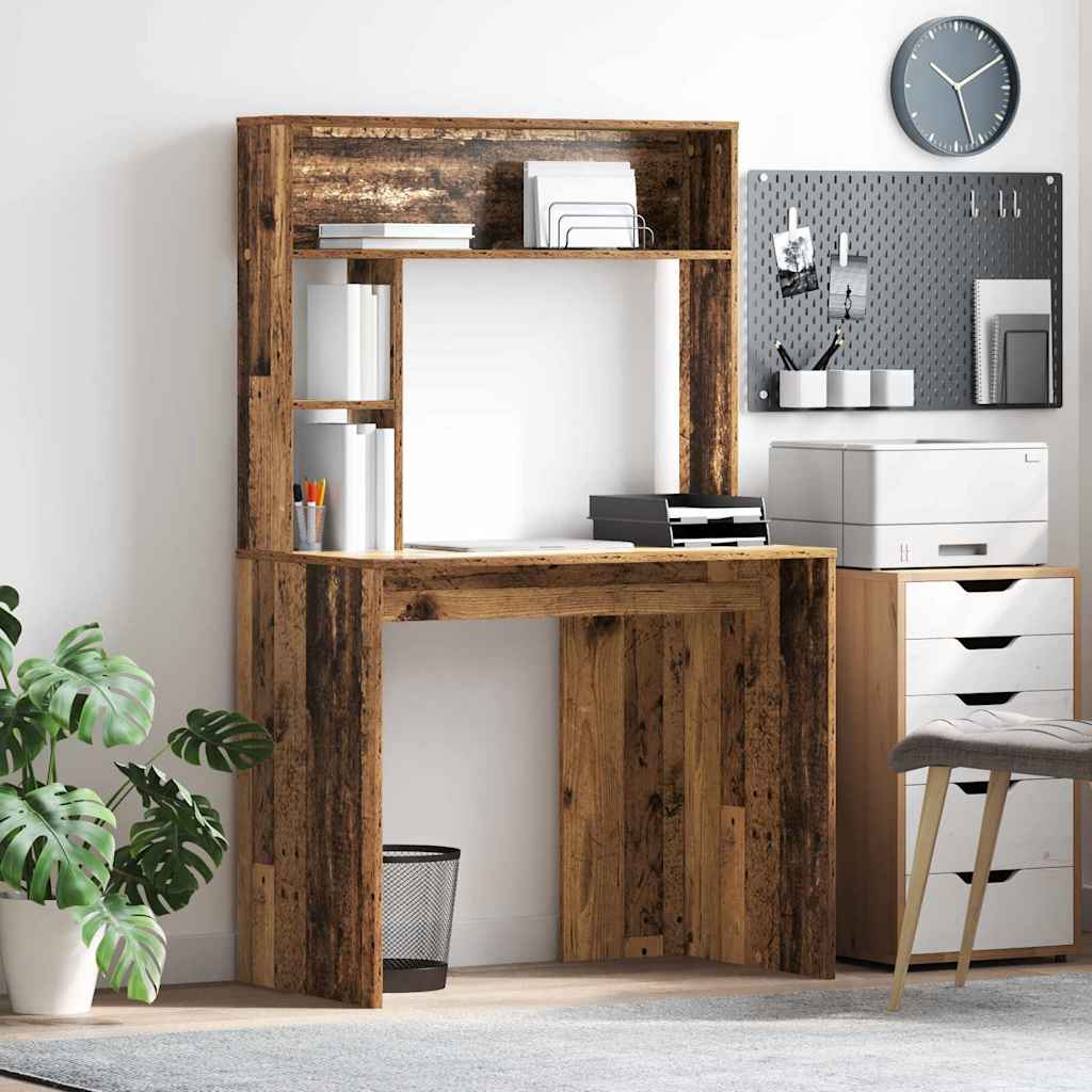 Skrivebord med hylle Gamle tre 91 x 50 x 149 cm Konstruert tre