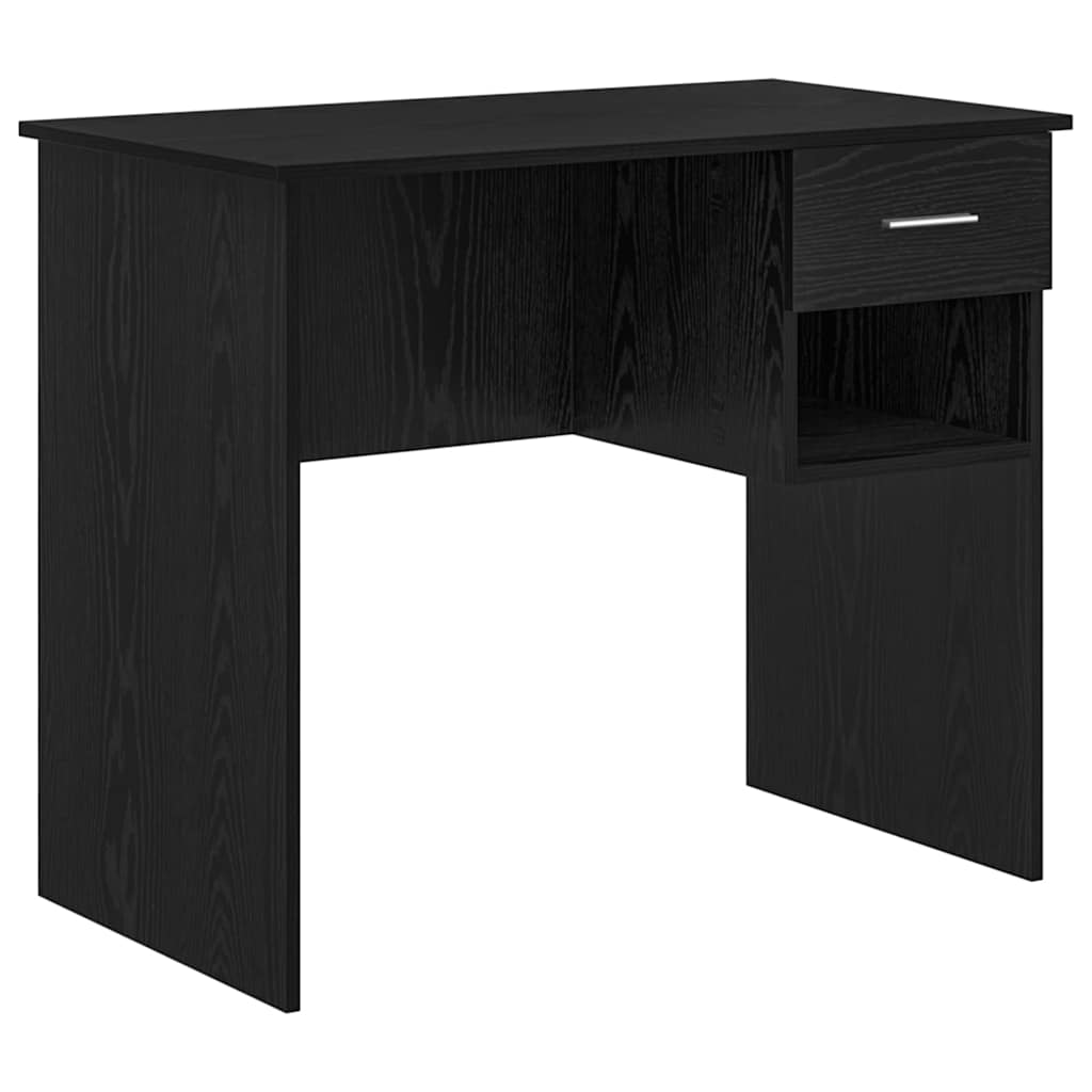 Skrivebord med skuff Svart Eik 90 x 49 x 75 cm Konstruert tre