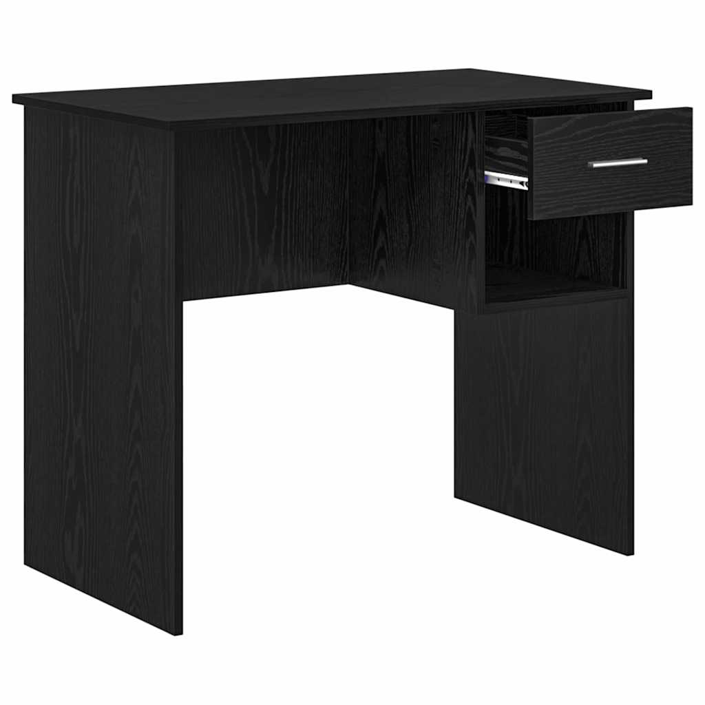 Skrivebord med skuff Svart Eik 90 x 49 x 75 cm Konstruert tre