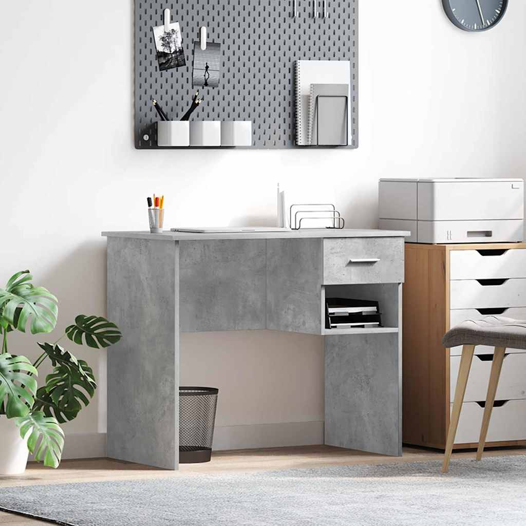 Skrivebord med skuff Betonggrå 90 x 49 x 75 cm Konstruert tre