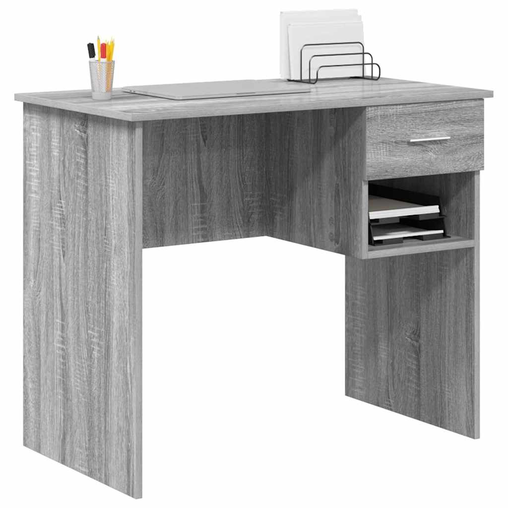 Skrivebord med skuff Grå Sonoma 90 x 49 x 75 cm Konstruert tre