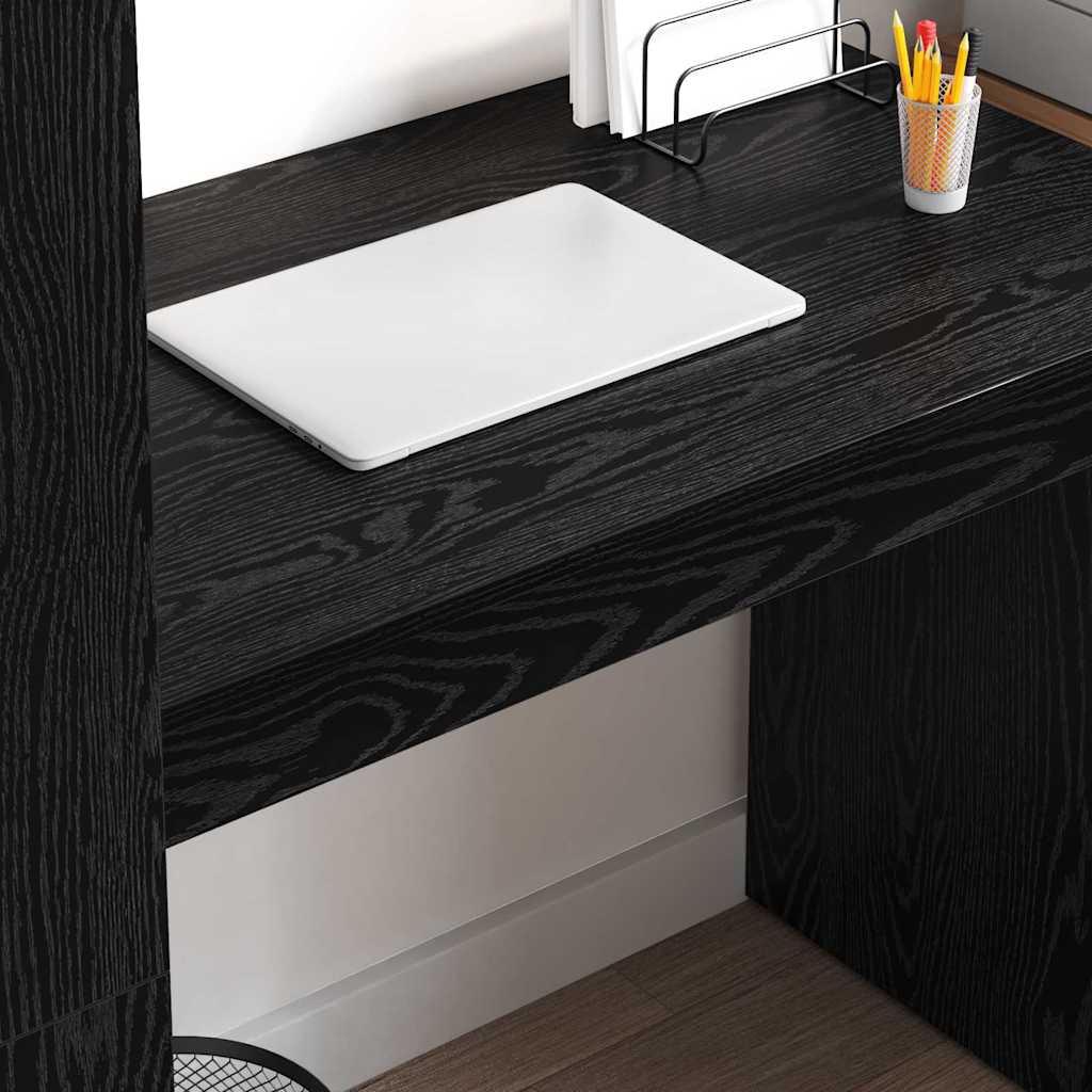 Skrivebord med hylle Svart Eik 113 x 54 x 120 cm Konstruert tre