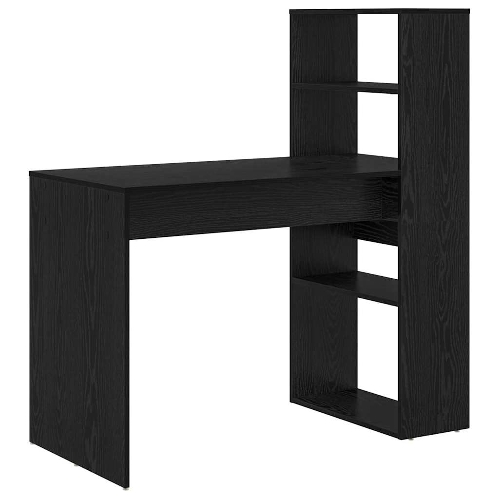 Skrivebord med hylle Svart Eik 113 x 54 x 120 cm Konstruert tre