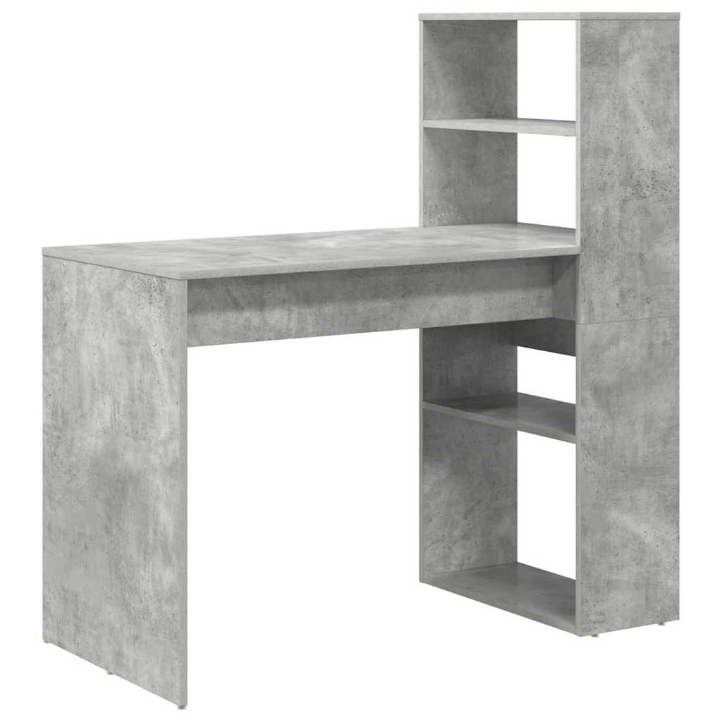 Skrivebord med hylle Betonggrå 113 x 54 x 120 cm Konstruert tre