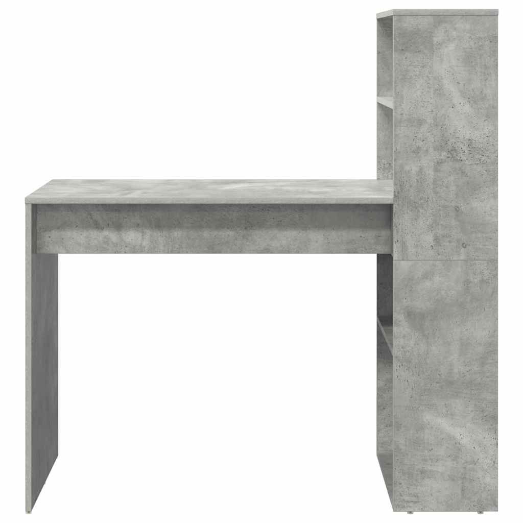 Skrivebord med hylle Betonggrå 113 x 54 x 120 cm Konstruert tre
