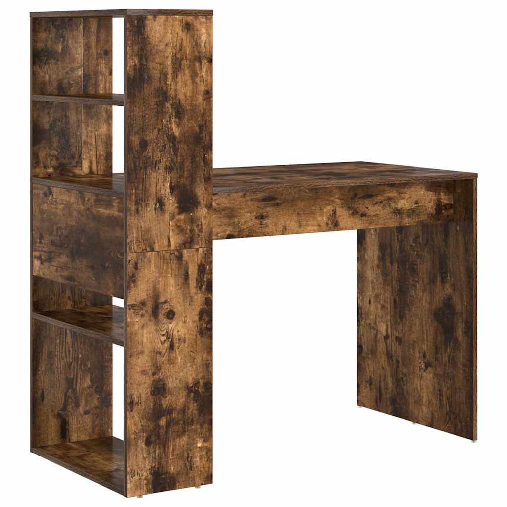 Skrivebord med hylle Røkt eik 113 x 54 x 120 cm Konstruert tre