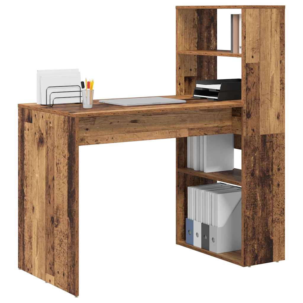 Skrivebord med hylle Gamle tre 113 x 54 x 120 cm Konstruert tre