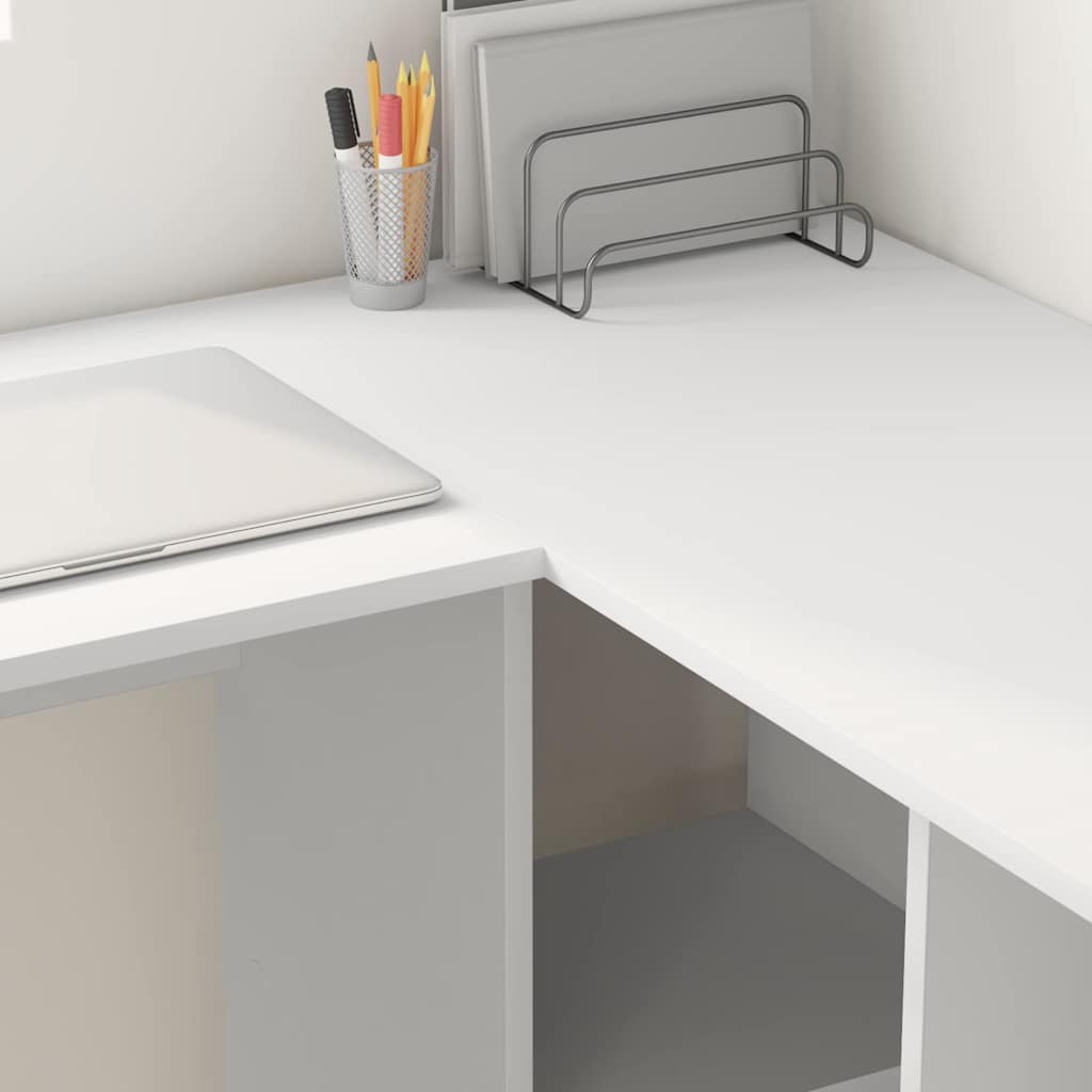 Skrivebord med hylle Hvit 142 x 102 x 73 cm Konstruert tre