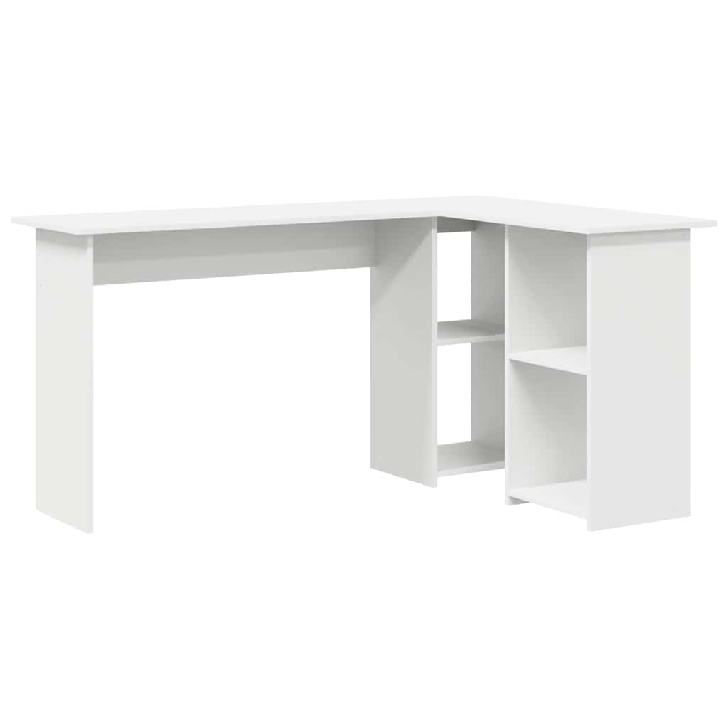Skrivebord med hylle Hvit 142 x 102 x 73 cm Konstruert tre
