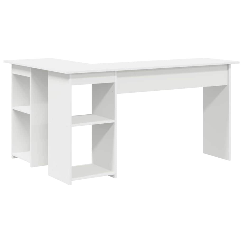 Skrivebord med hylle Hvit 142 x 102 x 73 cm Konstruert tre