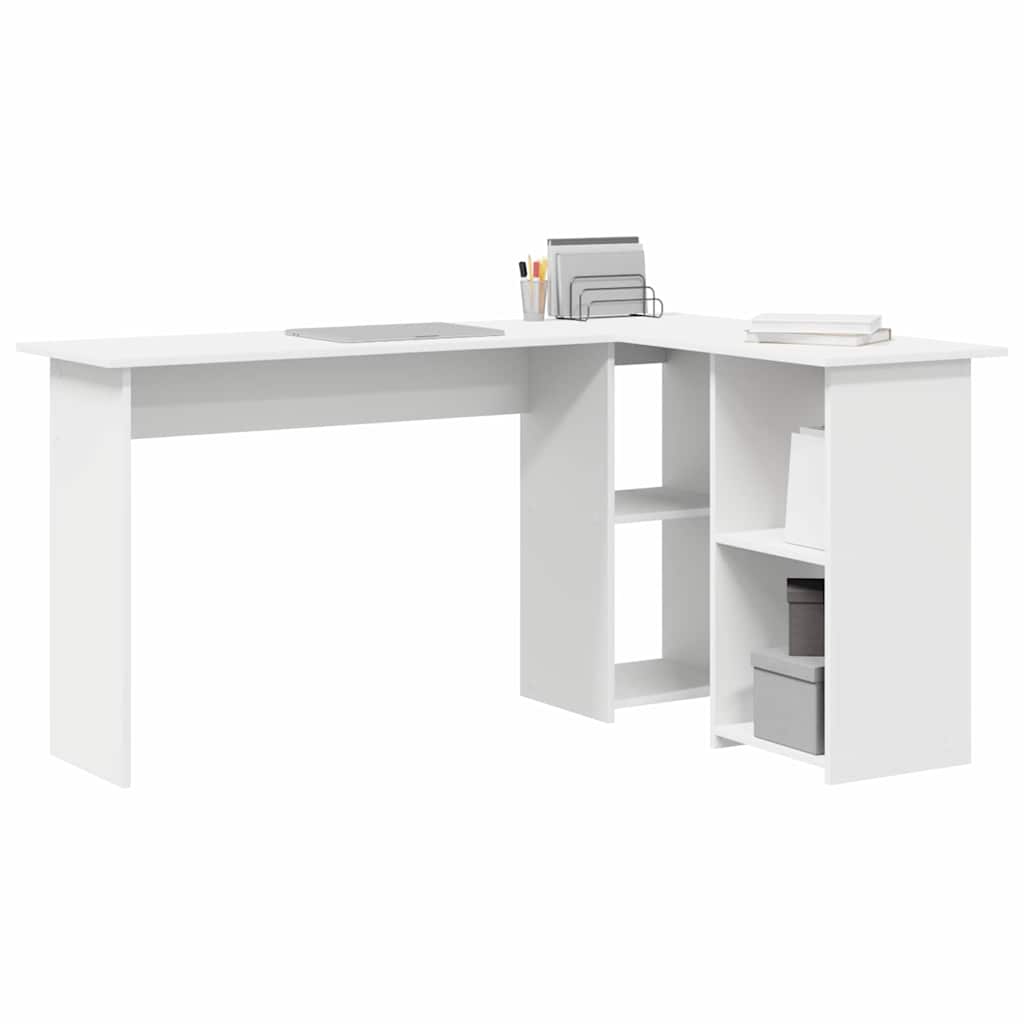 Skrivebord med hylle Hvit 142 x 102 x 73 cm Konstruert tre