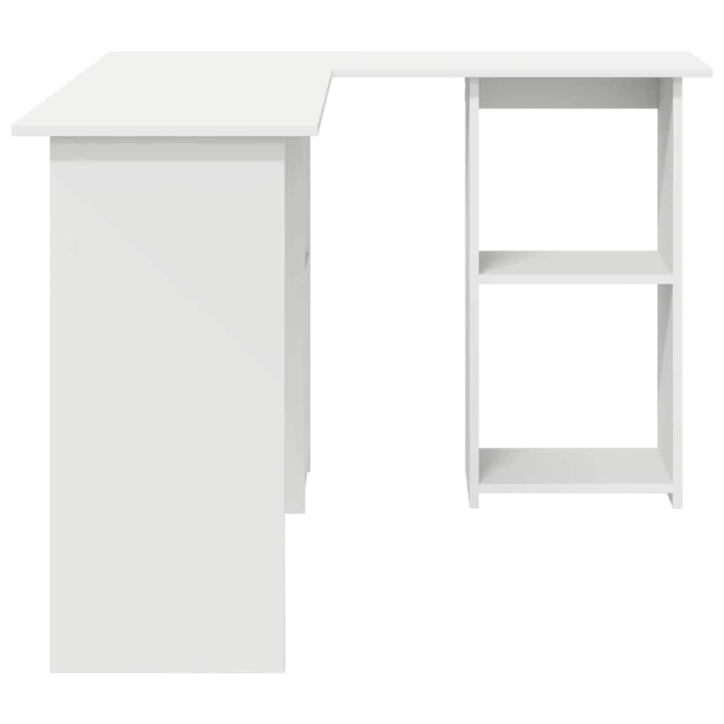Skrivebord med hylle Hvit 142 x 102 x 73 cm Konstruert tre