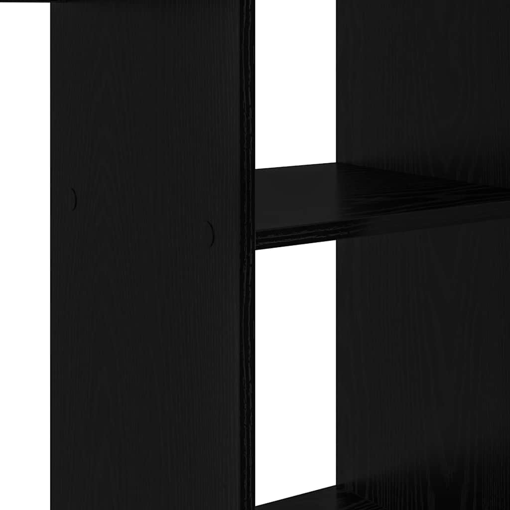 Skrivebord med hylle Svart Eik 142 x 102 x 73 cm Konstruert tre