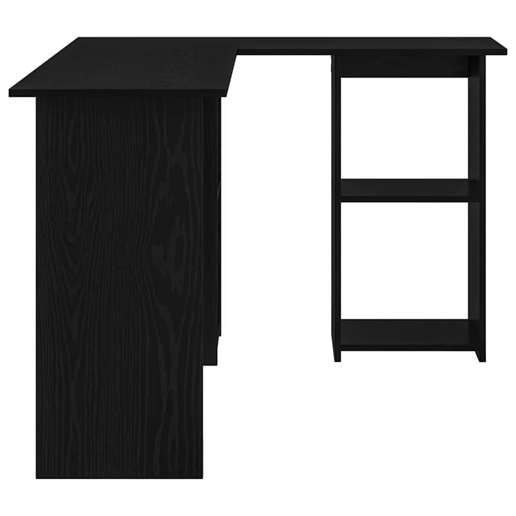 Skrivebord med hylle Svart Eik 142 x 102 x 73 cm Konstruert tre