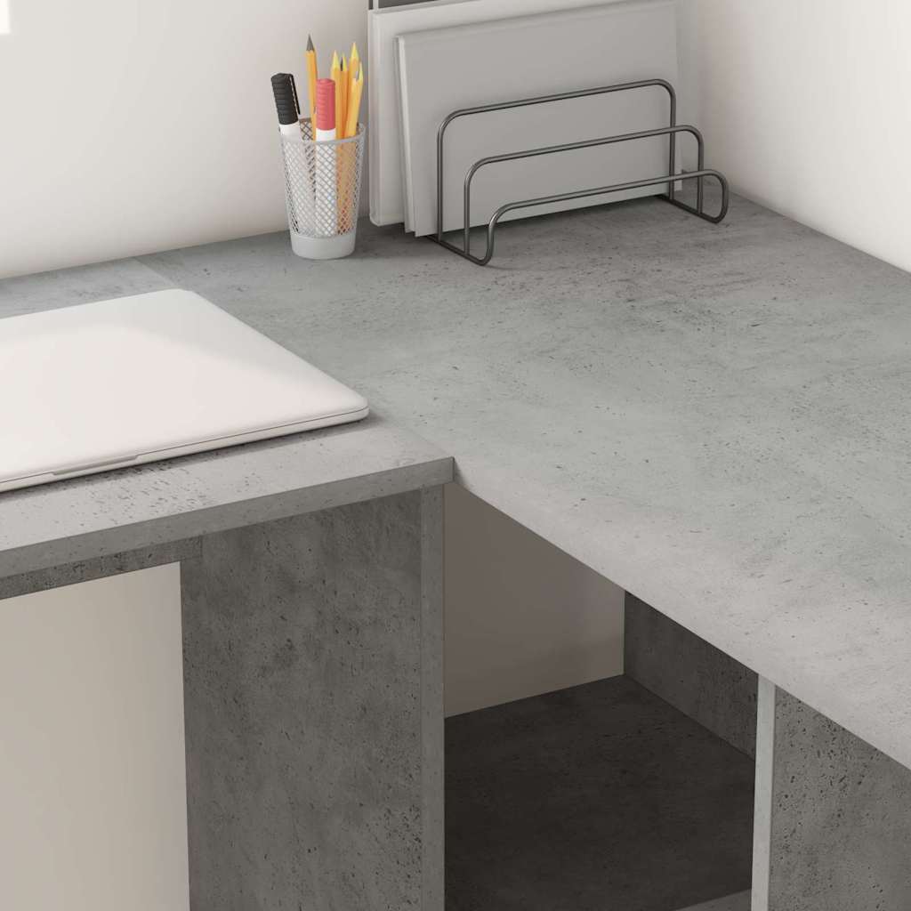 Skrivebord med hylle Betonggrå 142 x 102 x 73 cm Konstruert tre