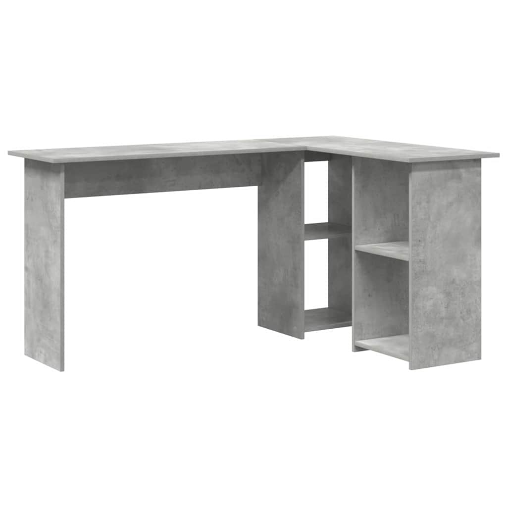 Skrivebord med hylle Betonggrå 142 x 102 x 73 cm Konstruert tre