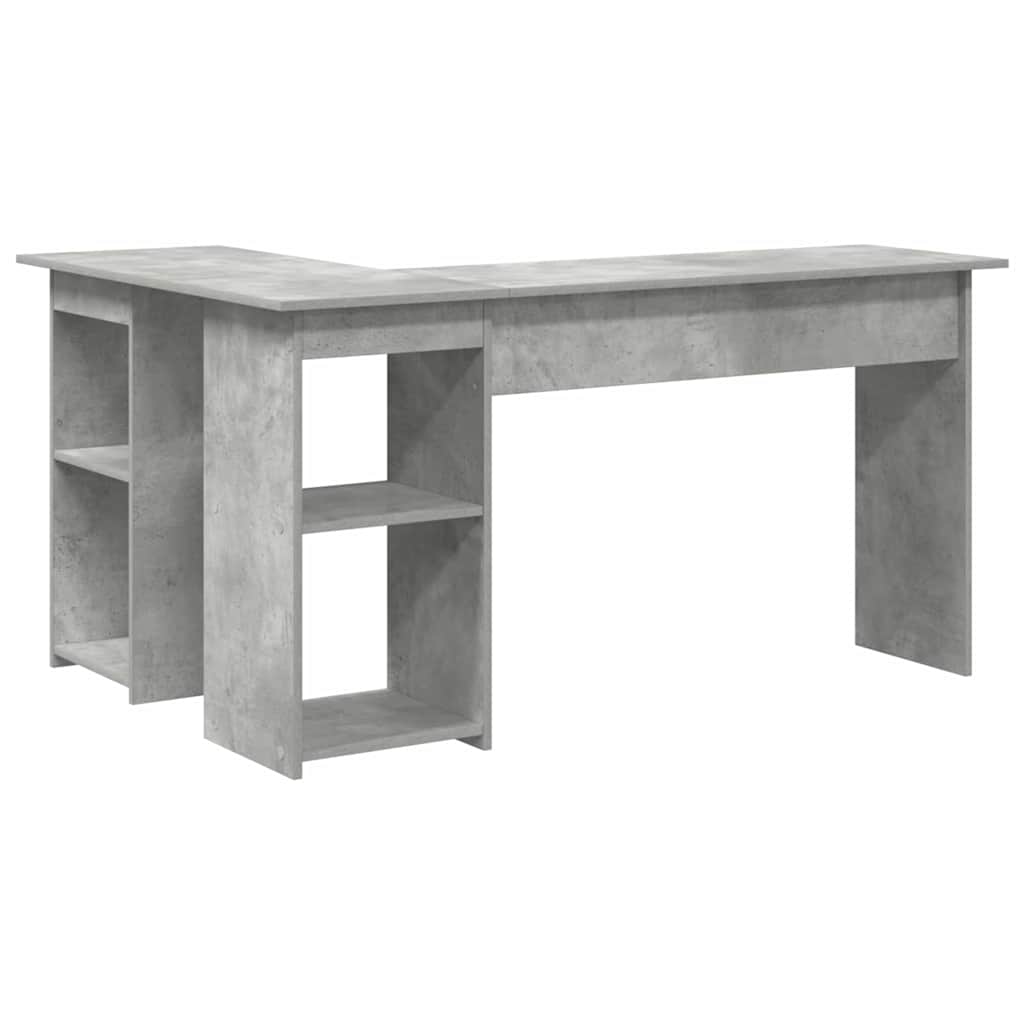 Skrivebord med hylle Betonggrå 142 x 102 x 73 cm Konstruert tre