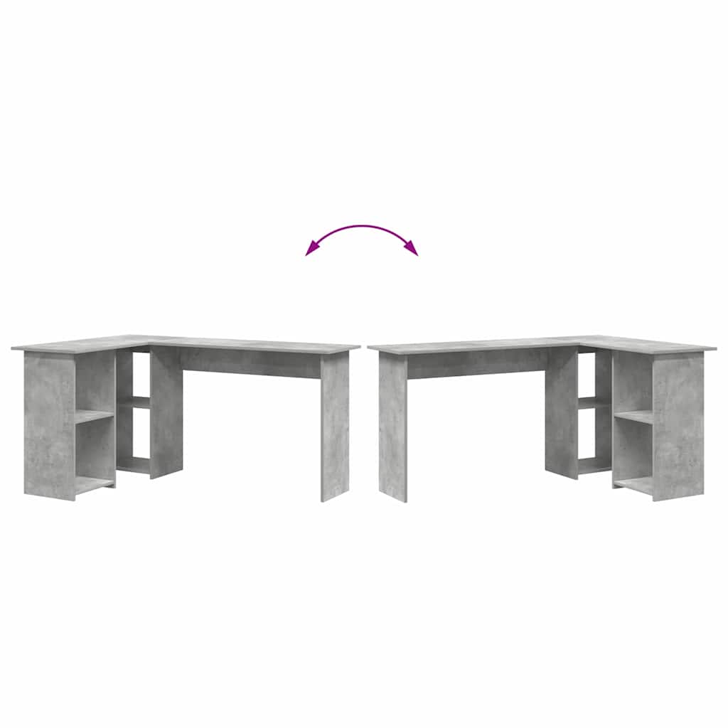Skrivebord med hylle Betonggrå 142 x 102 x 73 cm Konstruert tre