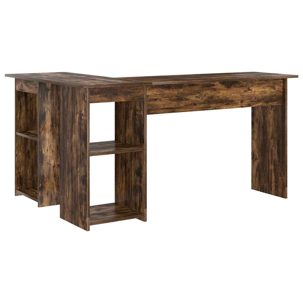 Skrivebord med hylle Røkt eik 142 x 102 x 73 cm Konstruert tre