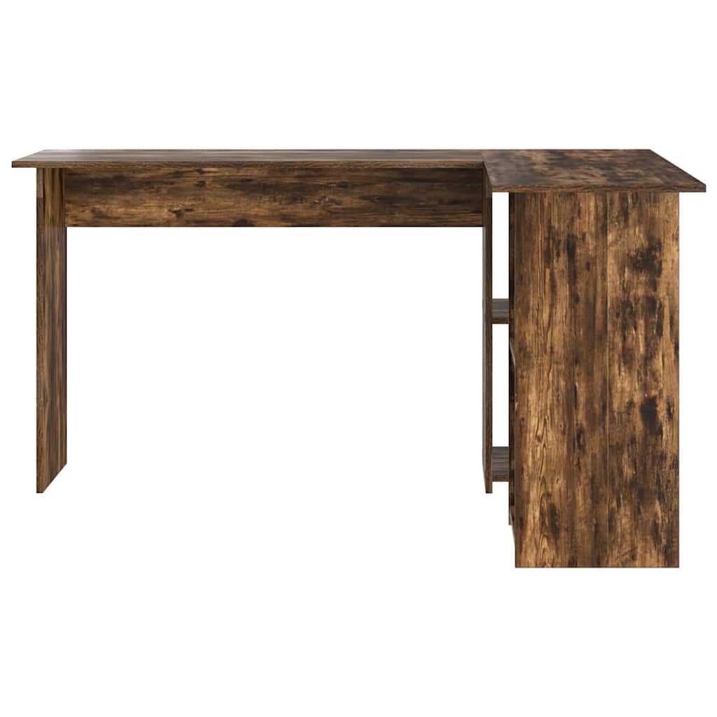 Skrivebord med hylle Røkt eik 142 x 102 x 73 cm Konstruert tre